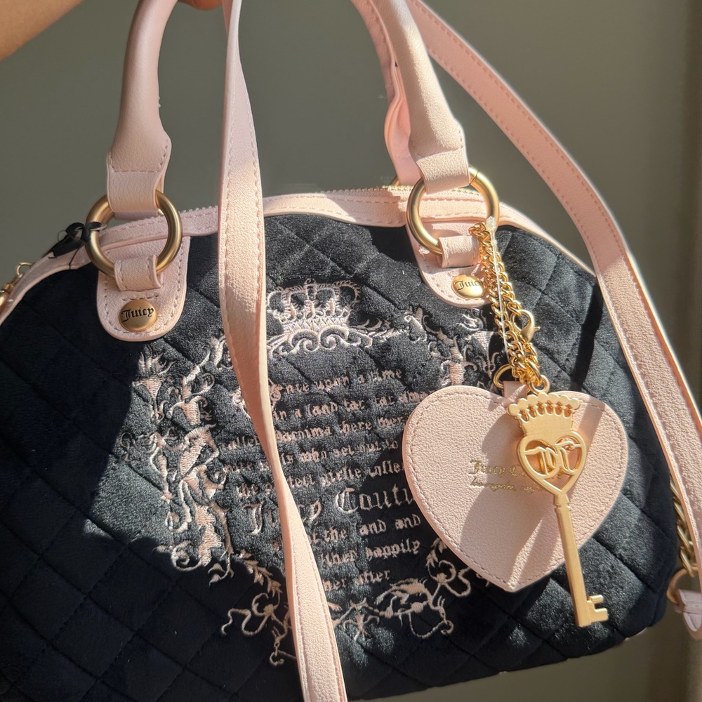 Juicy Couture Quilted Black and Pink Satchel
